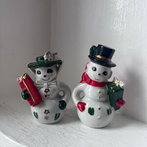 Vintage Snowman Salt and Pepper Shaker Set